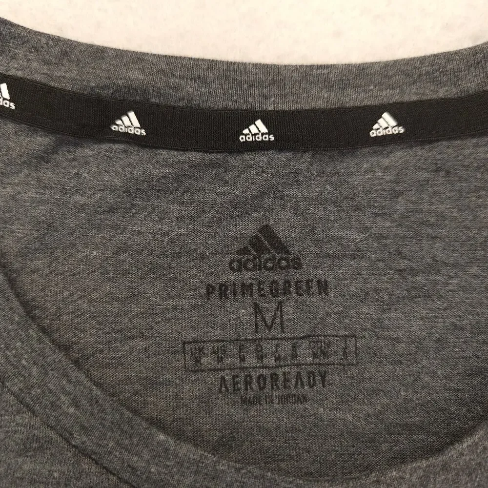Adidas Crew Neck Short Sleeve Graphic T Shirt Mens Size Medium M Gray White